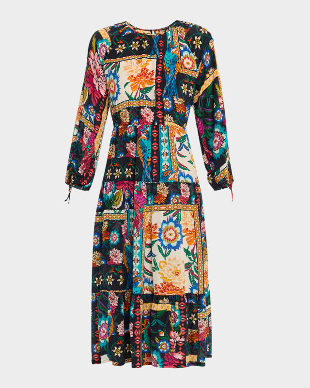 Brona Tiered Floral-Print Silk Midi Dress